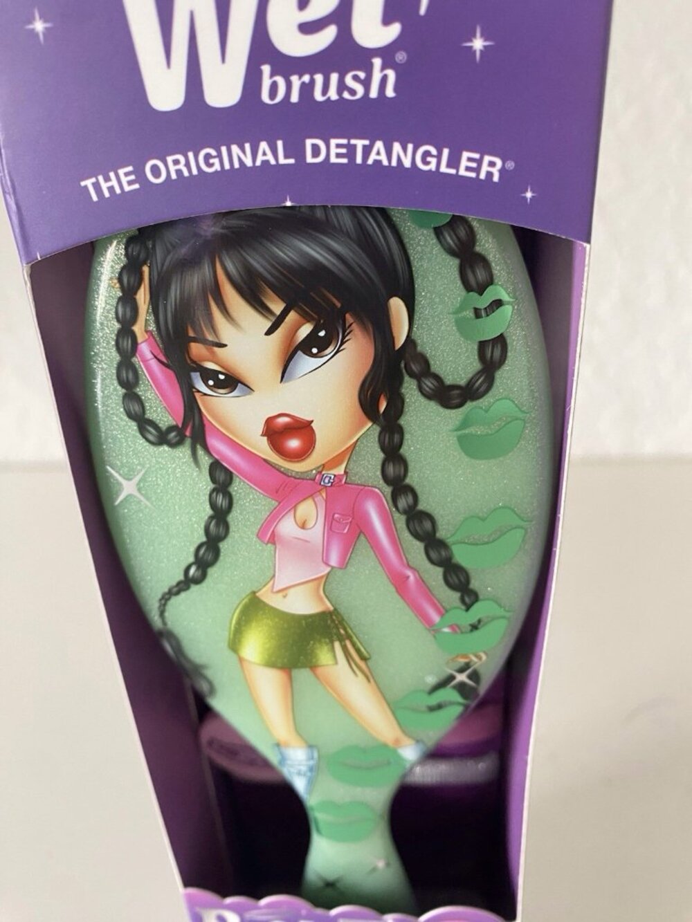 Wet Brush Bratz JADE Original Detangler & 3 Specialty Hair Elastics Wet Or Dry - Picture 2 of 9
